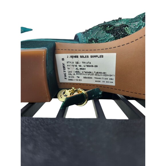 J. Renee Triata Green Heels Size 7 | Sample Sale 2022 | 2-Inch Kitten Heel Shoes - Picture 3 of 4